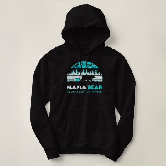 Mama Bear Retro Polycystic Kidney Disease Awarenes Hoodie (Design voorkant)