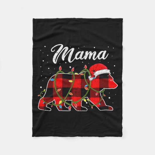 Mama Bear Shirt, Red Buffalo Plaid Mom Bear Pajama Fleece Deken (Voorkant)