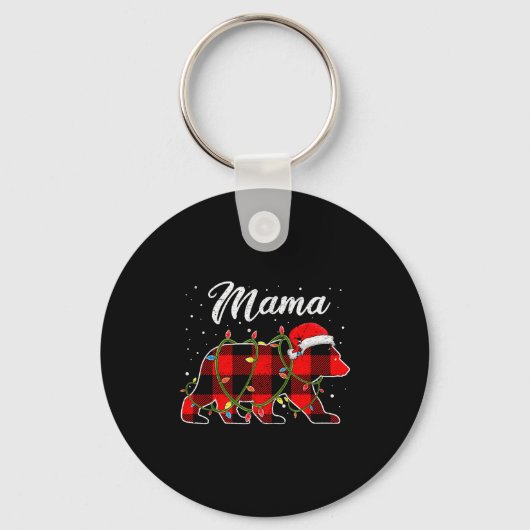 Mama Bear Shirt, Red Buffalo Plaid Mom Bear Pajama Sleutelhanger (Voorkant)