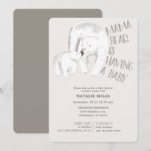 Mama Bear Taupe Baby shower neutre Invitation