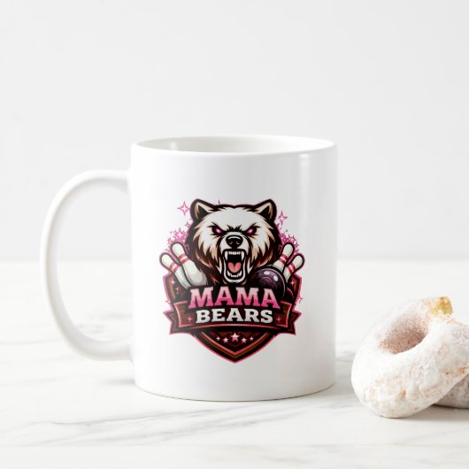 Mama Bears Women’s Bowling Team Logo Koffiemok (Met donut)