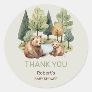 Mama beer avontuur wacht op baby shower uitnodigin ronde sticker