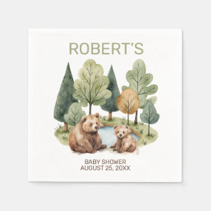 Mama beer avontuur wacht op baby shower uitnodigin servet