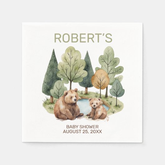 Mama beer avontuur wacht op baby shower uitnodigin servet (Voorkant)