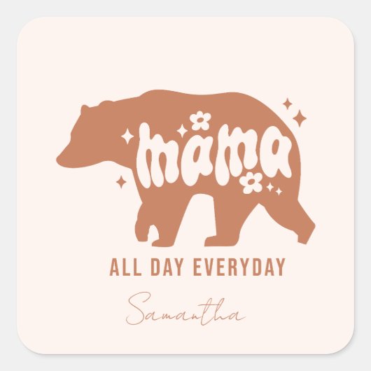 Mama Beer - de hele dag door Vierkante Sticker (Voorkant)