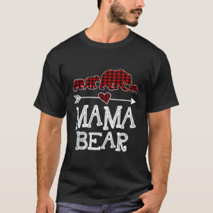 Mama Beer Drie Cubs Rood Plaid Mama Pyjama T-shirt
