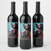 Mama Beer en welpen Wijn Etiket (Flessen)