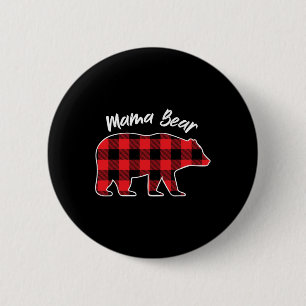 Mama Beer Flanel Red Plaid Pajama Family Matching Ronde Button 5,7 Cm