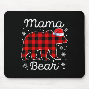 Mama Beer Kerst Pyjama Rode Geruite Buffalo Fami Muismat