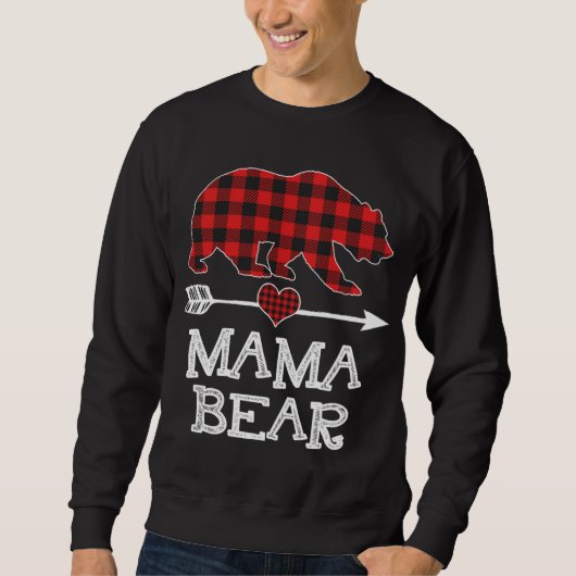 Mama Beer Kerstmis Pajama Red Pset Buffalo Famil Trui (Voorkant)