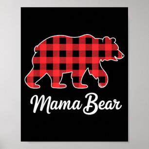 Mama Beer Kerstmis Rood Buffalo Plaid Familie Matc Poster