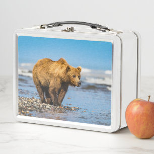 Mama beer kijkt naar haar twee kinderen