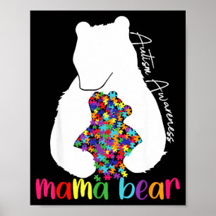 Mama beer liefde steun autisme bewustzijn puzzel b poster