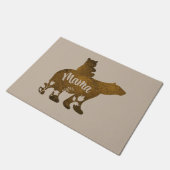 Mama Beer met 1 welp rijden op mama's rug Deurmat (Schuin)