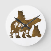 Mama Beer Met 2 Cubs Moeder Van Twee Ronde Klok (Voorkant)