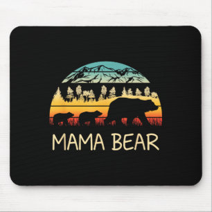 Mama beer met 2 welpen retro bergen moederdag muismat