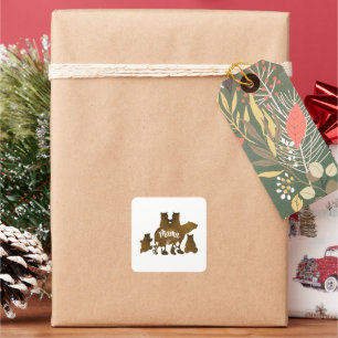 Mama Beer Met 4 Cubs Moeder Van Vier Kinderen Gift Vierkante Sticker
