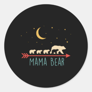 Mama Beer met 4 welpen Ronde Sticker