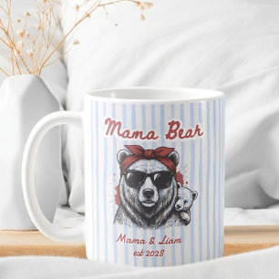 Mama Beer met blauwe strepen persoonlijke cadeau v Koffiemok