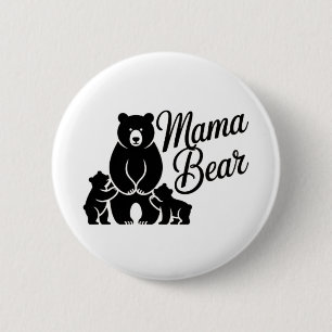 Mama Beer met Welpen Schattige Beer Familie Ronde Button 5,7 Cm