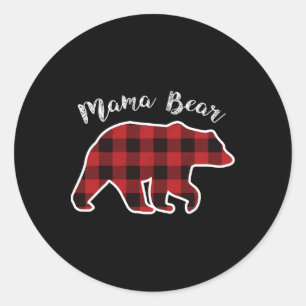 Mama Beer Vrouwen Rode Geruite Kerst Pyjama Famili Ronde Sticker
