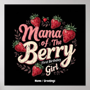 Mama Berry Eerste Verjaardag Aardbeien Meisje Fami Poster
