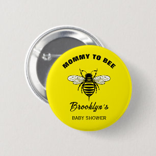Mama Bij To Bee Baby Shower Geel Zwart Cool Stijlv Ronde Button 5,7 Cm