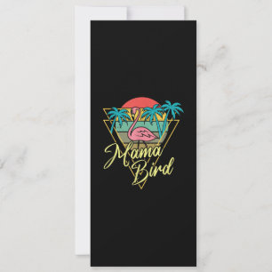Mama Bird Flamingo Sunset Palm Tree Beach 80's Kaart