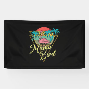 Mama Bird Flamingo Sunset Palm Tree Beach 80's Spandoek