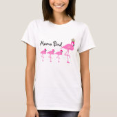 Mama Bird Flamingo T-Shirt met Drie baby's (Voorkant)