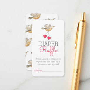 Mama Bird Flying with Hearts Diaper Raffle Informatiekaartje