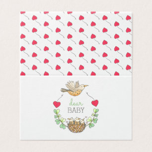 Mama Bird Hearts Baby shower Advice Notes Kaart