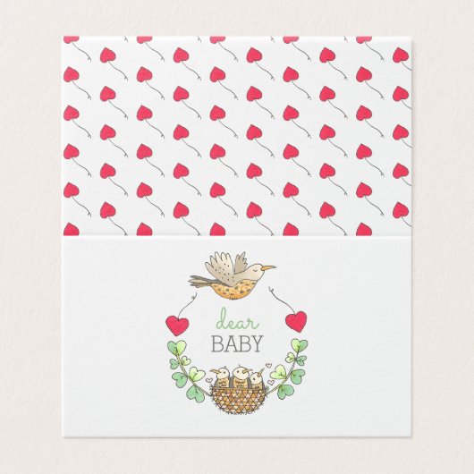 Mama Bird Hearts Baby shower Notes (Outside Unfolded)