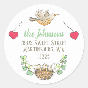 Mama Bird Return-adres Ronde Sticker