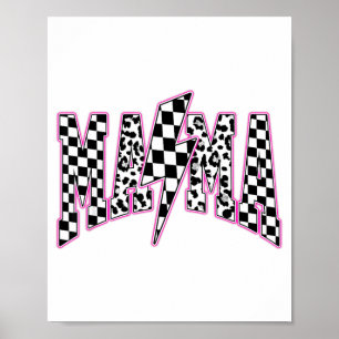 Mama Bliksemschicht Geruite Luipaard Varsity Mot Poster