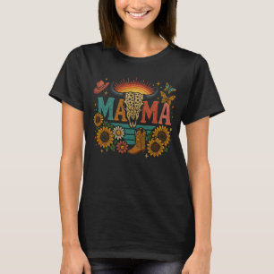 Mama Bloem Borduurwerk Ontwerp Cowgirl Boho Mom T-shirt