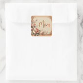 mama bloemen vierkante sticker (Tas)