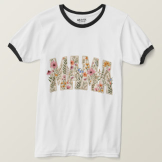 MAMA Bloemrijke Borduurwerk – Vintage Botanische B T-shirt