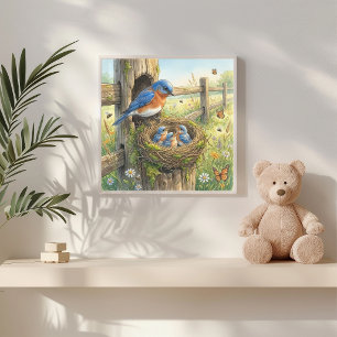 Mama Bluebird en Haar Kuikens Peuterspeelzaal Poster