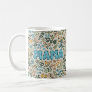 Mama Boho Pastelgroene Bloem 3D Patroon Koffiemok
