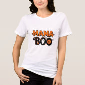 Mama Boo Orange Black Halloween Family Matching Tri-Blend Shirt (Voorkant)