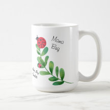 Mama Bug + Baby Bug tasse à café avec plante sur m
