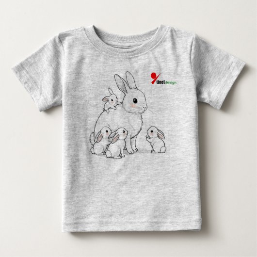 Mama Bunny & Babies Baby T-shirt (Voorkant)