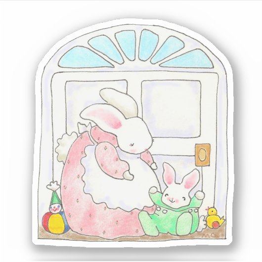 Mama Bunny et Bébé Sticker (Devant)