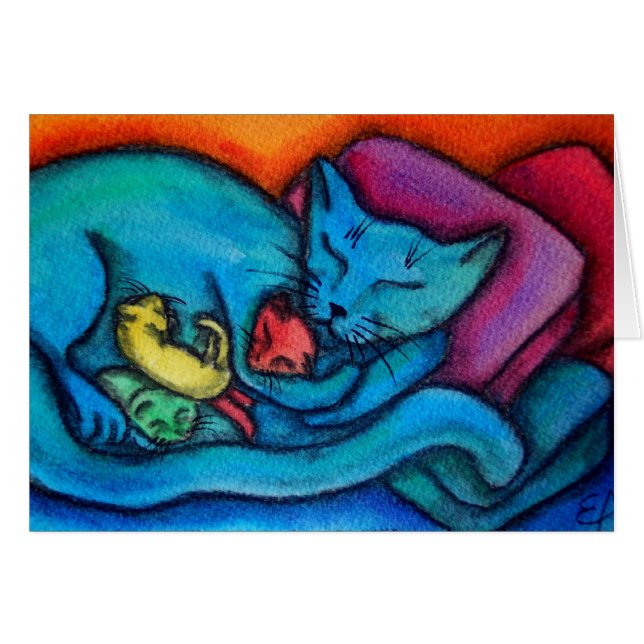 Mama Cat houdt van haar kinderen (Voorkant Horizontaal)