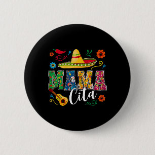 Mama Cita Cinco de Mayo Mexicaanse Sombrero gitaar Ronde Button 5,7 Cm