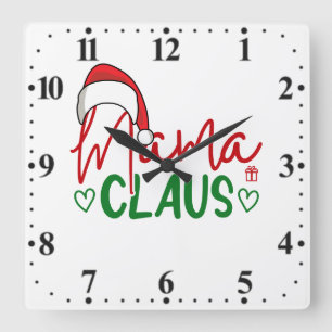 Mama Claus Christmas Design-60094 Vierkante Klok