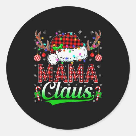 Mama Claus Christmas Lights Matching Family Xmas P Ronde Sticker (Voorkant)