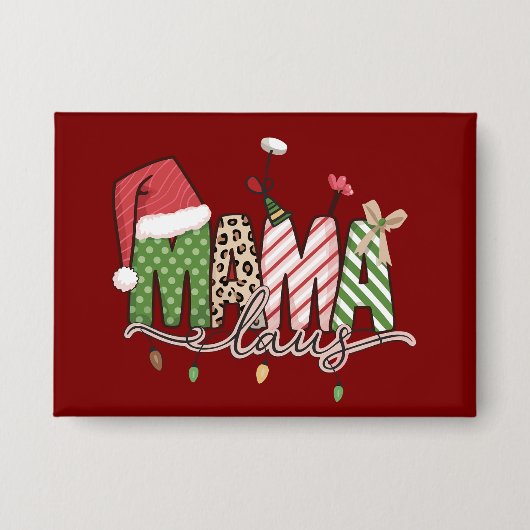 Mama Claus Kerst Grappig Kerstmama Button (Voorkant)