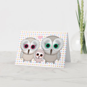 Mama Daddy Baby Owl Card for Baby Shower Kaart